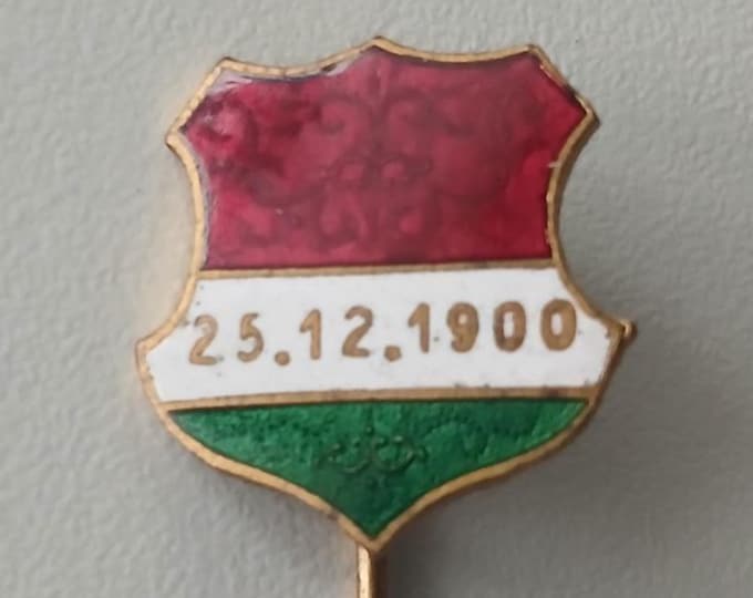 Featured listing image: Antique Christmas Lapel Badge “25.12.1900” – Enamel Coat of Arms in Red, White und Green