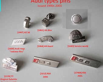 Rare Audi IAA Pins: A2, A4, RS4, RS6, TT – Original Collector's Item