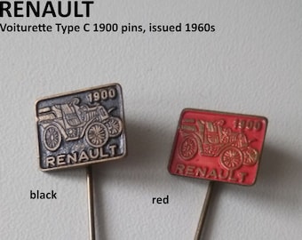 Renault Voiturette Type C 1900 lapel badges – 1960s originals – commemorative Renault model pins