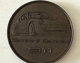 Porsche 911 Carrera Calendar Coin 1990 – New Carrera Generation – Original Collectible Medal