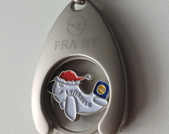 Featured listing image: Lufthansa Keychain - Comic Airplane with Santa Hat