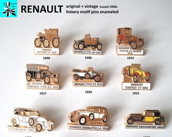 RENAULT vintage car motifs 1898-1935 "history collection" pins enameled (CEF Paris) - 1990s select