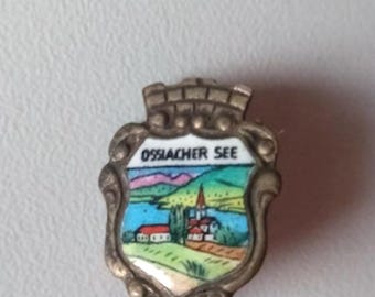Enamel brooch with Lake Ossiacher, vintage jewelry