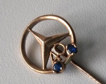 Exclusive Mercedes-Benz Pin - 40 Years Loyalty, 2 Sapphires, 14K Gold