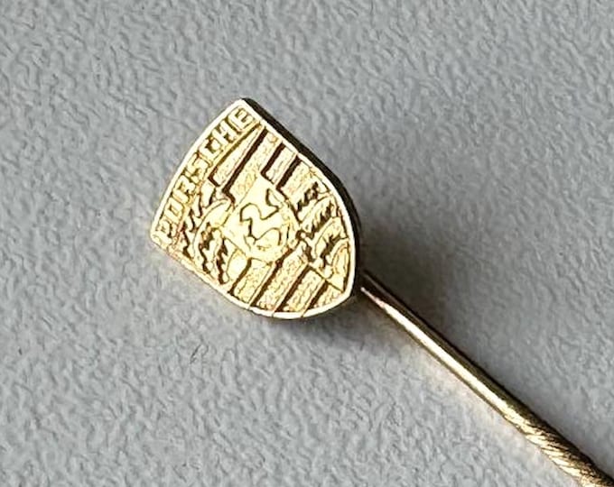 Featured listing image: Rare Porsche gold lapel badge – small 7×9 mm dealer emblem circa 1987