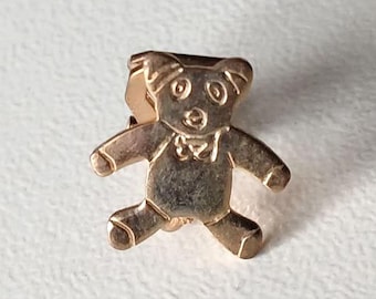 Clip-On Teddy Charm – Brass Earring with Heart and Heritage