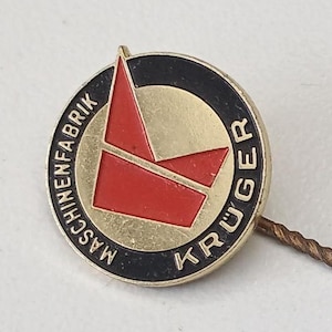 Vintage KRÜGER Machine Building Pin – Rare Logo Lapel Badge 70s Era