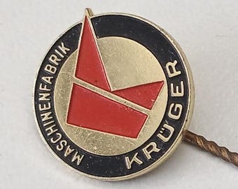 Vintage KRÜGER Machine Building Pin – Rare Logo Lapel Badge 70s Era