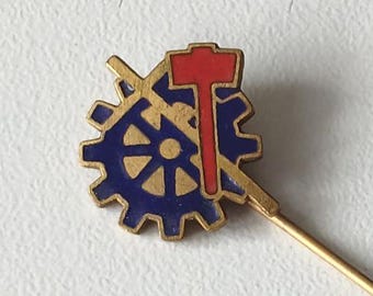 Faith and Craft – Gear, Cross and Hammer Lapel Pin!