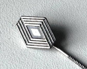 Renault silver diamond lapel pin – mid‑1980s – original logo collector badge