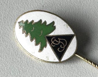 1920s/30s enamel lapel badge – tree emblem with JG monogram – vintage collector piece