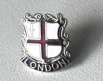 London – Rare enamel crest souvenir pin with St George’s cross, collector piece