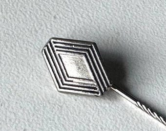 Renault silver/black diamond lapel pin – mid‑1980s – original logo collector badge