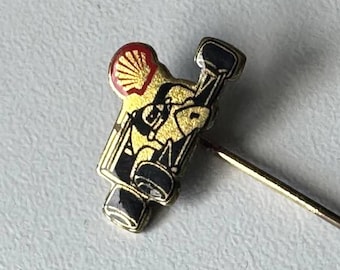 Rare Shell Formula 1 Lapel Pin – Original 1970s Enamel Motorsport Badge