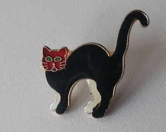 Cat (black, white, red) - a pin with character!