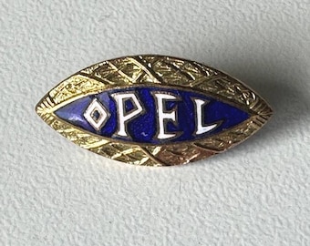 1950s Opel enamel brooch – historic automotive badge