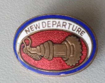 Unique 1920's Antique Enamel Brooch by New Departure Manufacturing Company