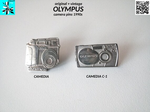 OLYMPUS camera motif pins silver plated 1990s - select