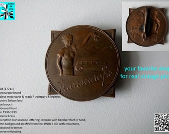 Transeurope brooch - woman with limousine
