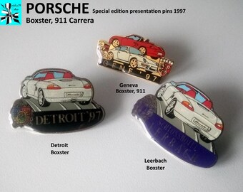 Witnesses of an era - Porsche Boxster and 911 Carrera press pins from 1997