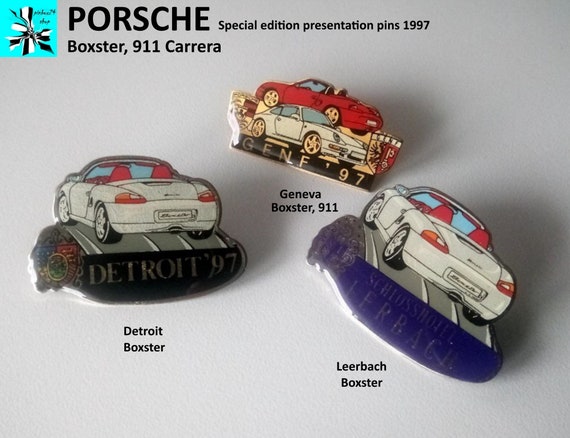 Witnesses of an era - Porsche Boxster and 911 Carrera press pins from 1997