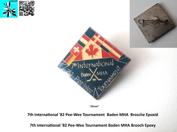 7th International '82 Pee-Wee Tournament Baden MHA Brooch Epoxy