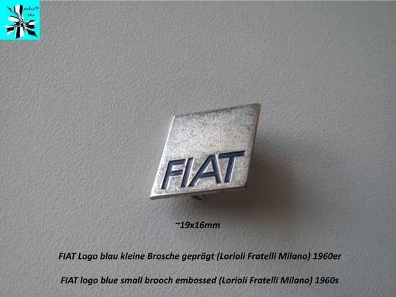 FIAT logo blue small brooch embossed (Lorioli Fratelli Milano) 1960s