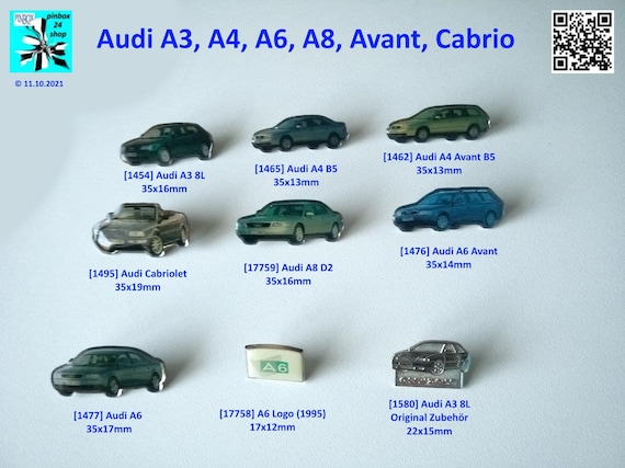 Attention Audi lovers: select your A3, A4, A6, A8, Avant or Cabrio pin!