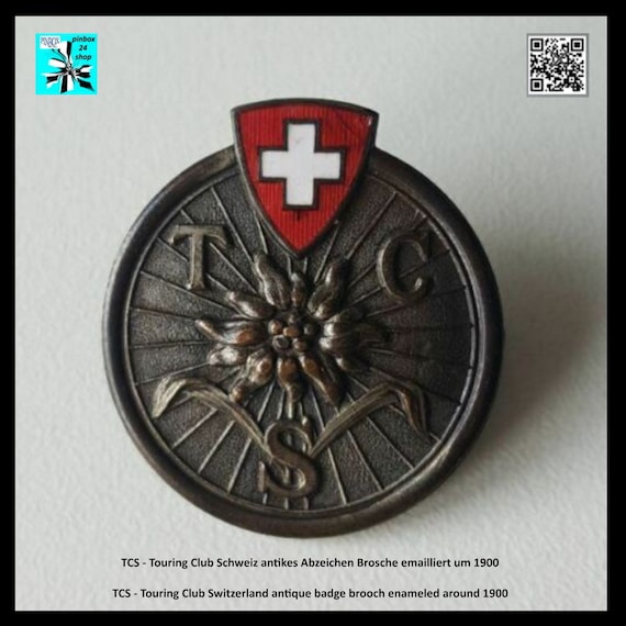 Discover your unique antique badge brooch of the TCS - Touring Club Switzerland around 1900