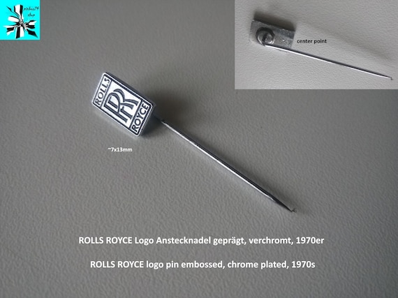 ROLLS ROYCE logo pin embossed, chrome plated, 1970s