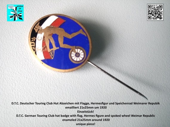 D.T.C. German Touring Club membership badge with manufacturer embossing, enamelled, 1920s