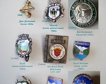 Bavarian communities, towns and places, historical landsacpe souvenir badges from the 1950s to the 1980s