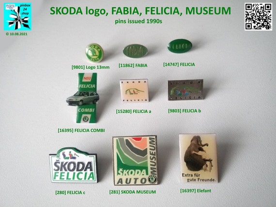 SKODA Logo, Fabia, Felicia, Museum, Elephant Pins - select