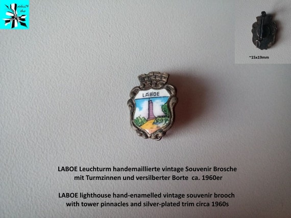 Laboe Lighthouse: Hand-enameled vintage brooch from the 1960s