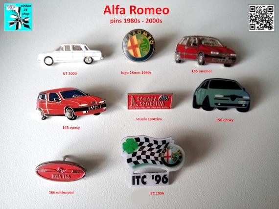 Alfa Romeo logo, types, ITC, motif pins 1980s-2000s - choose now!
