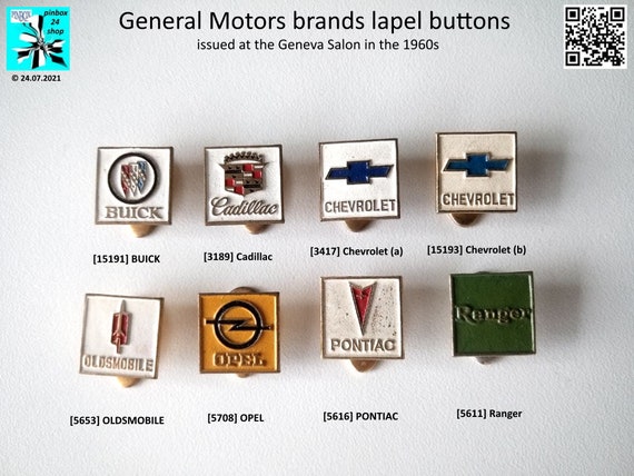 GM General Motors Car Makes Lapel Badge: Vintage buttonhole badge from the 1960's
