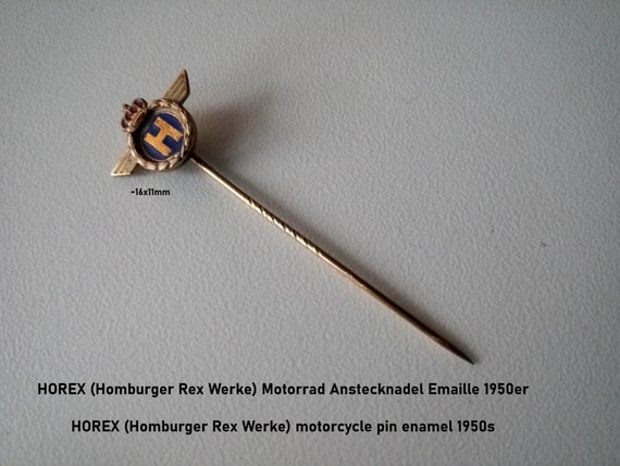 HOREX (Homburger Rex Werke) motorcycle pin enamel 1950s