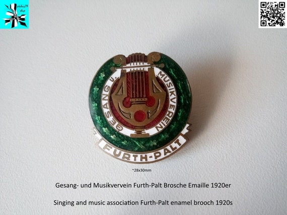 Singing and music association Furth-Palt enamel brooch 1920s