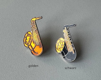 Saxophone Pin in Gold or Black – music collectible for jazz lovers