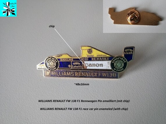 WILLIAMS RENAULT FW 138 F1 racing car pin enameled from 1989