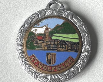 St. Wolfgang & Weisses Rösel Enamel Pendant – Double‑Sided 1960s Souvenir