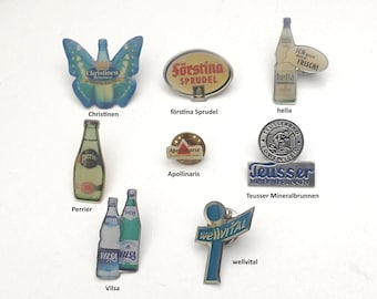 Refreshing Vintage: Mineral Water Brand Promo Pins