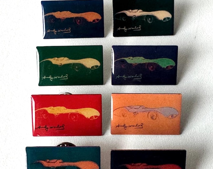 Featured listing image: Warhol Pop Art Pin Set – Mercedes‑Benz W196 Streamliner – 8‑Piece Collector Pin Set