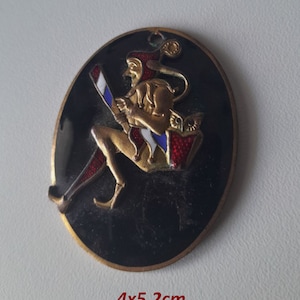 Carnival, Fasching enamel medal Joker, Carnival Fool enamel 1966