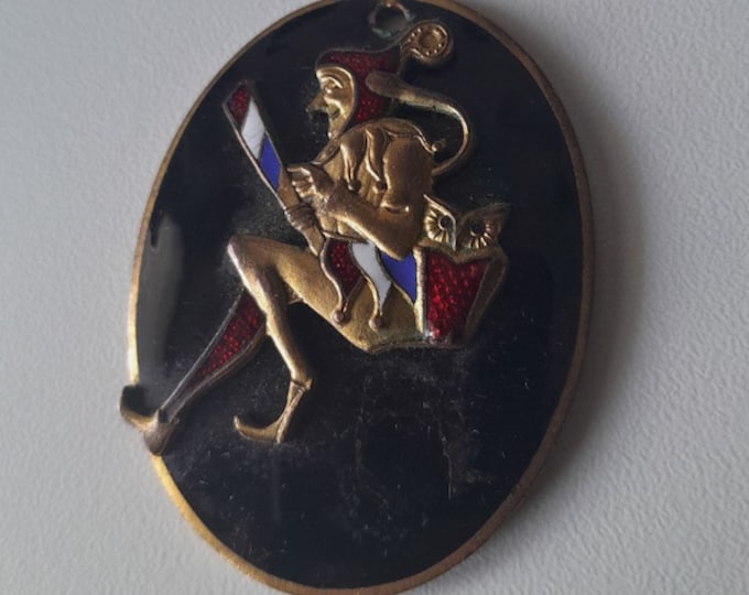Featured listing image: Carnival, Fasching enamel medal Joker, Carnival Fool enamel 1966