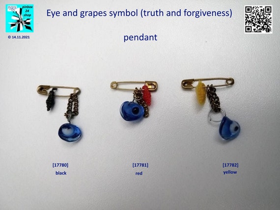 Eye and grapes symbol (truth and forgiveness) pendant