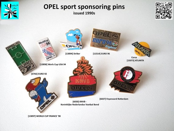 Authentic OPEL Soccer Sport, Olmpics sponsorship pins from the 90s