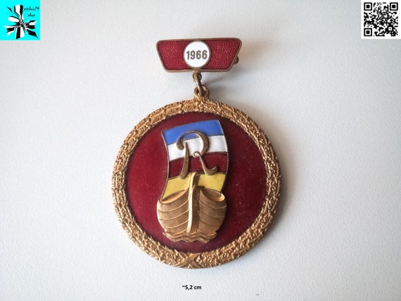 Mardi Gras Enamel Medal Motif Boat Brooch Enamel 1966