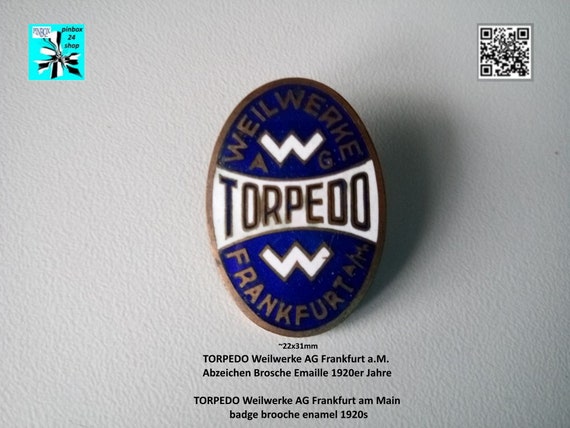 TORPEDO Weilwerke AG Frankfurt a. M. badge brooch enamel 1920s