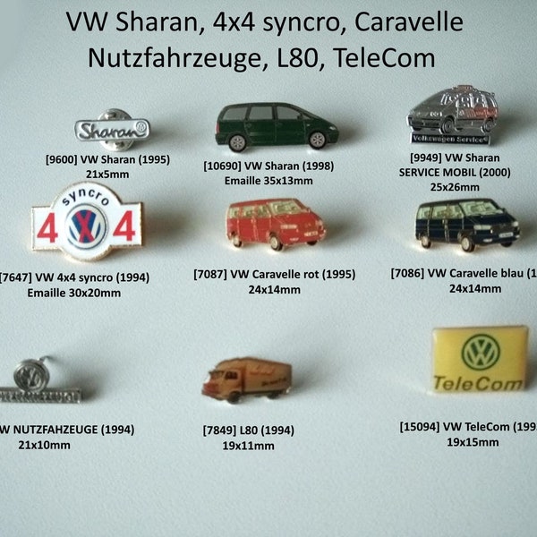 VW Sharan, 4x4 syncro, Caravelle, COMMERCIAL VEHICLES, L80, TeleCom Pins